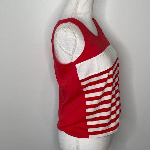 Vintage 80s Red White Star Patriotic Tank Top 4th of July Americana Medium - Picture 5 of 11